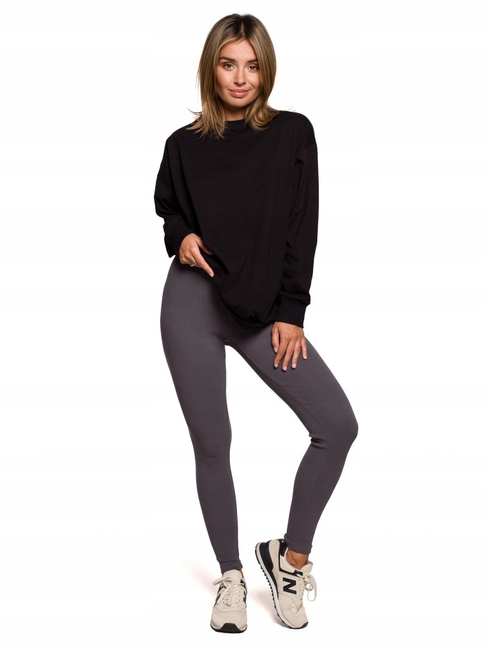 

Eu M B213 Legginsy z dzianiny prążkowanej - antrac