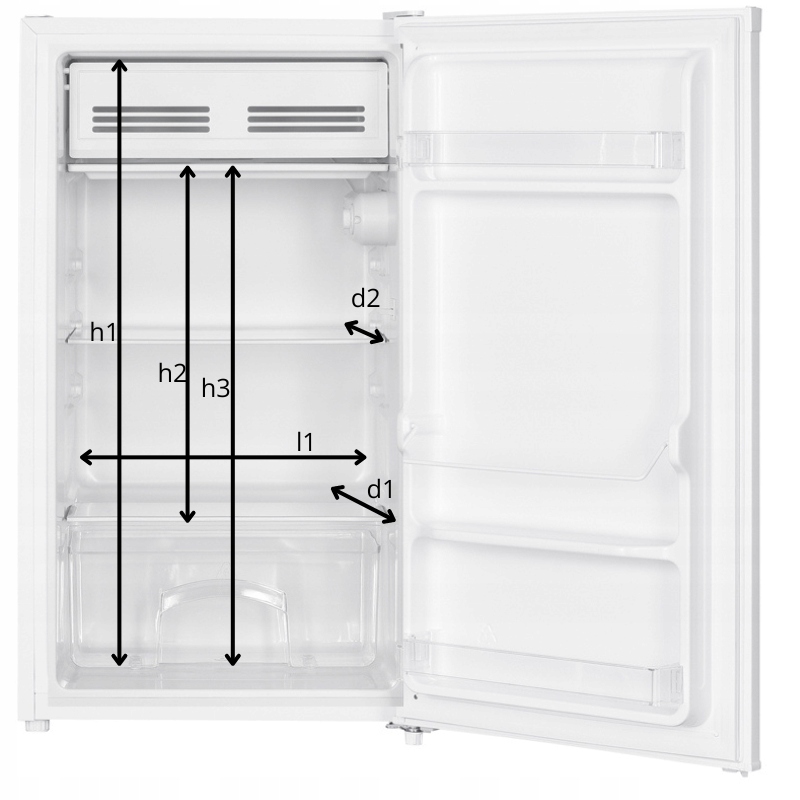 MAŁA LODÓWKA PODBLATOWA 85cm CHŁODZIARKA 90L HOTELOWA OŚWIETLENIE LED No Frost nie