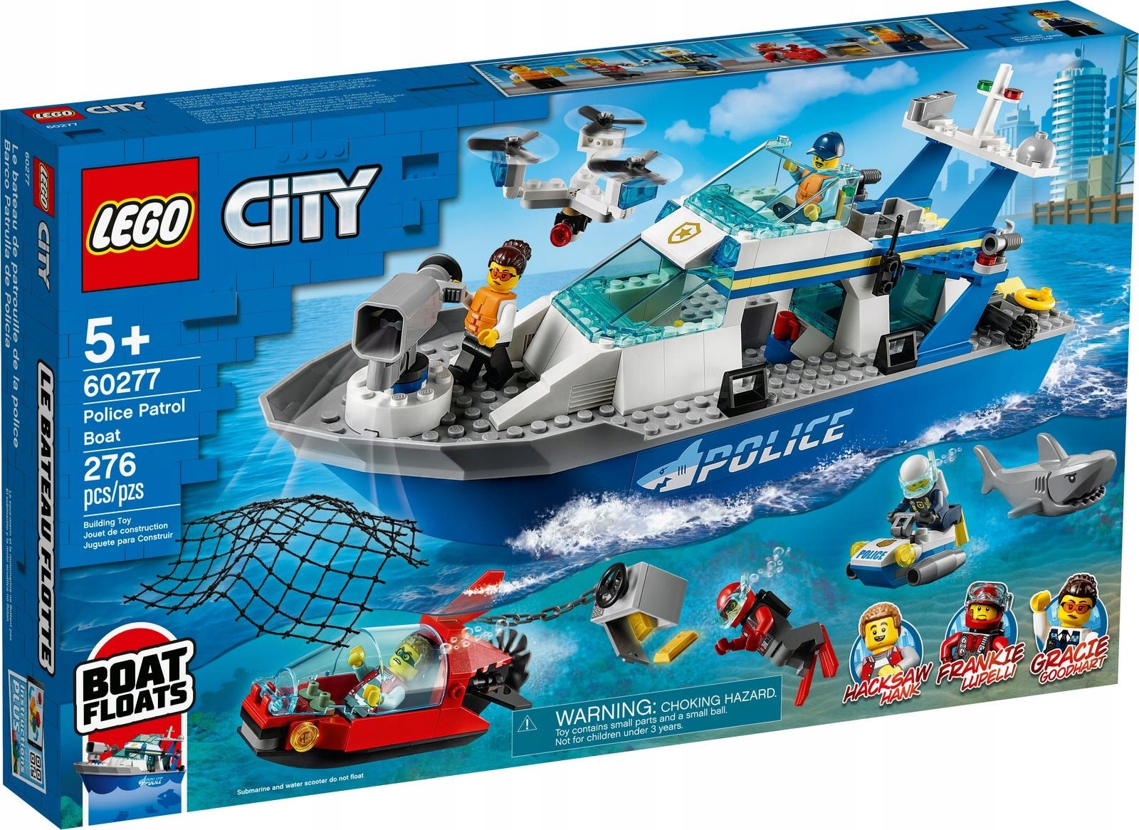 

Oryginalne Lego City 60277 Policyjna Łódź klocki