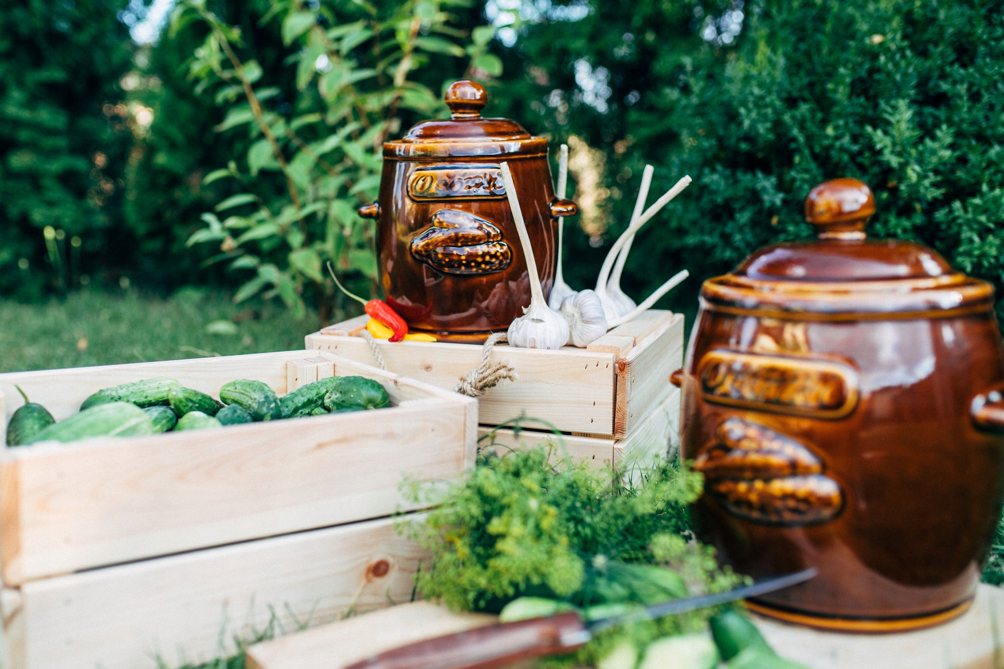 Beczka hermetyczna kamionka do ogórków, kapusty 5L Kolor brązowy