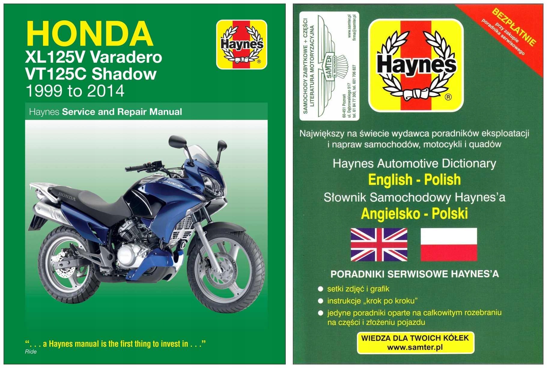 Honda XL125V Varadero VT125C Shadow 1999-2014 instrukcja napraw +GRATIS 24h