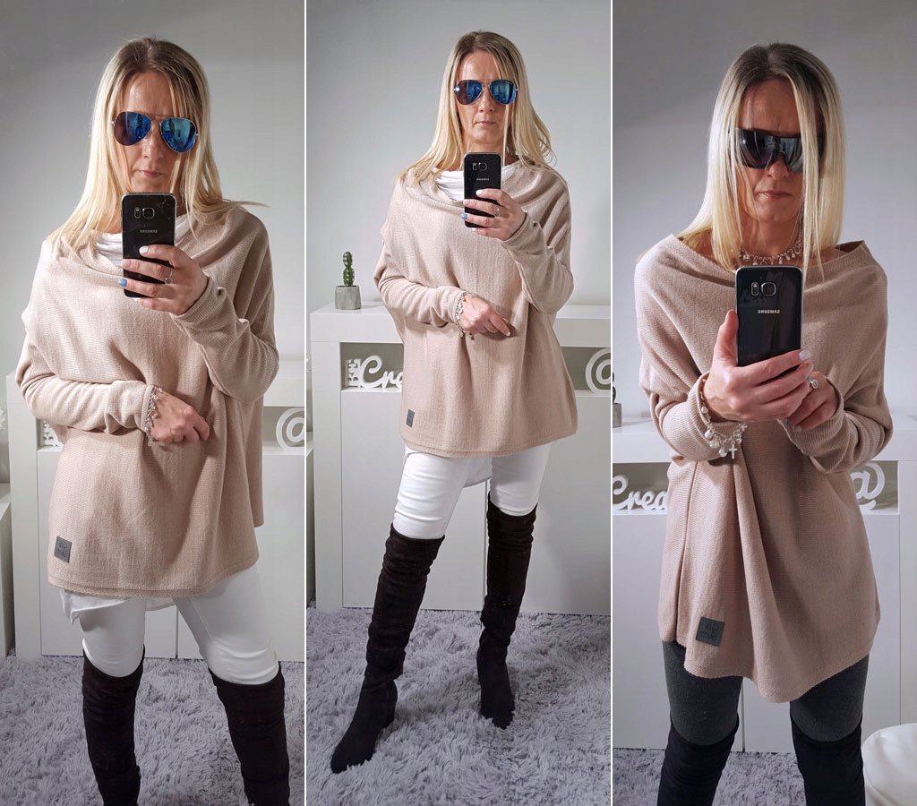 

Sweterek Oversize Tunika Sweter Wool Odkryte Ramię