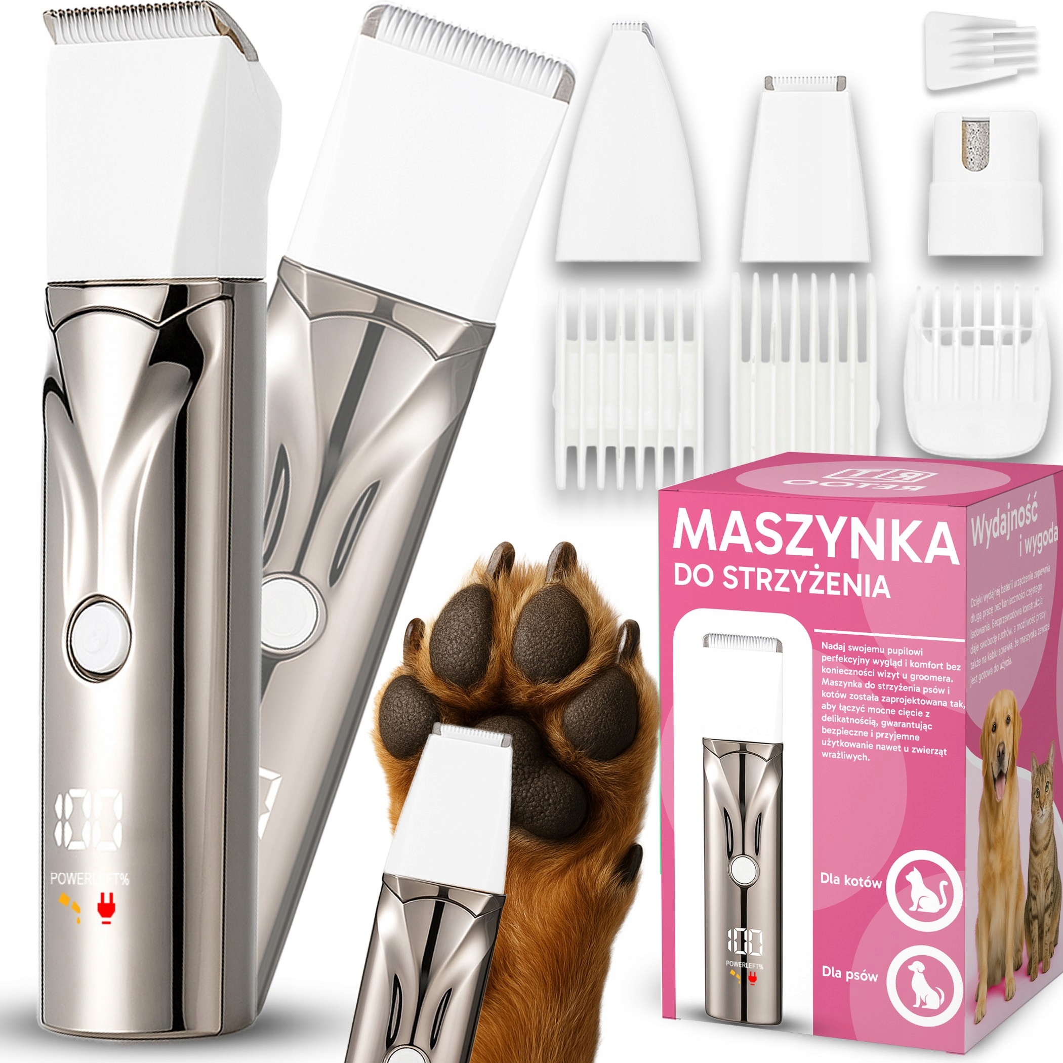 Levně Stroj Na Stříhání Psů A Zvířat, Tichý Chod, Velký Groomerský Set