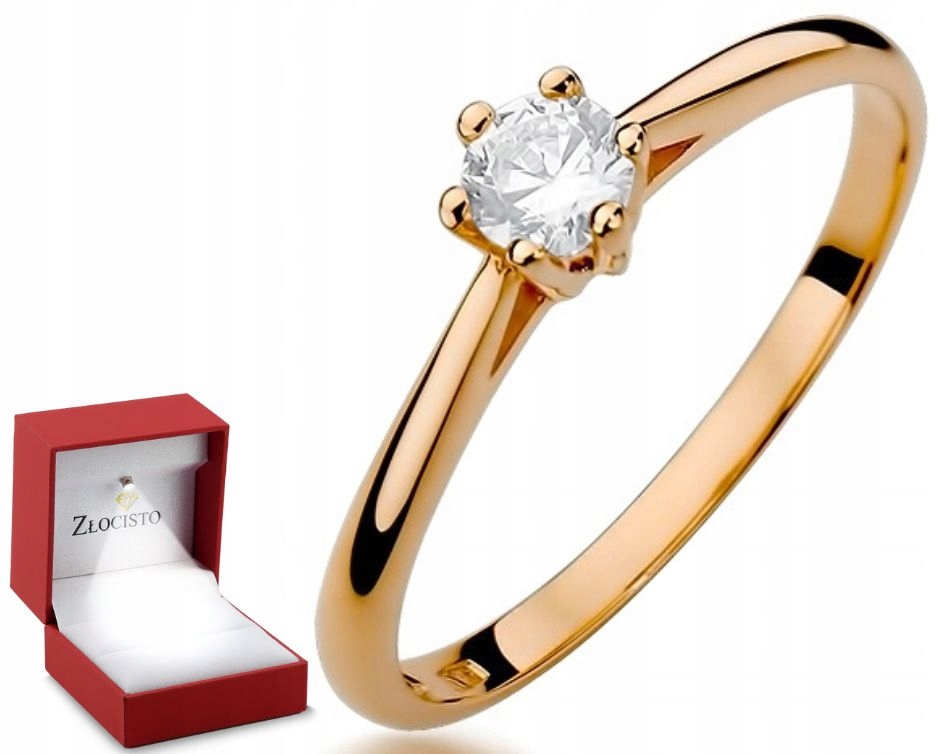 Růžové zlato prstýnek prsten s diamantem 585