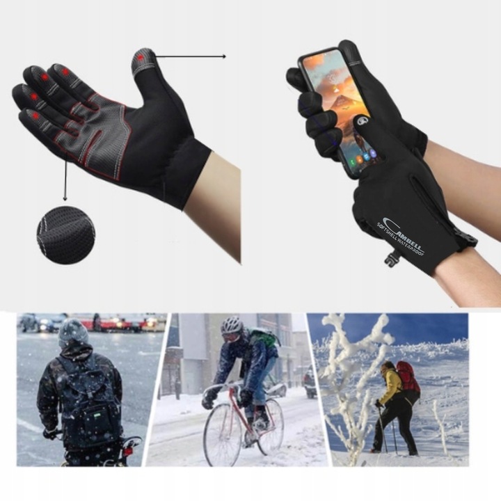 RĘKAWICZKI DOTYKOWE ZIMOWE DO BIEGANIA ROWEROWE RĘKAWICE SURVIVAL NA ROWER Rodzaj pięciopalczaste