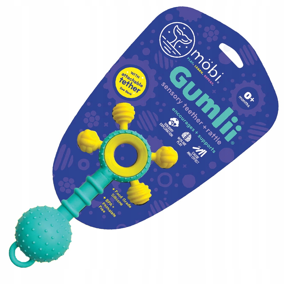 Senzorické Gumlii Kousátko s Chrastítko Závěs Mobi