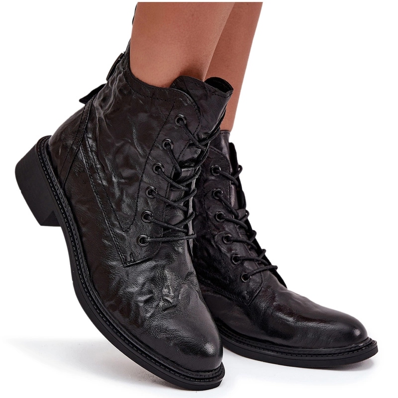 Dámské Kotníkové Boty Z Přírodní Zateplené Kůže Na Zip Artiker 57C1006 Černé 36