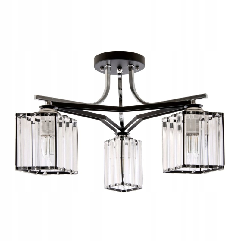 Kovový lustr, krychlové lampy z podlouhlých krystalů, do jídelny