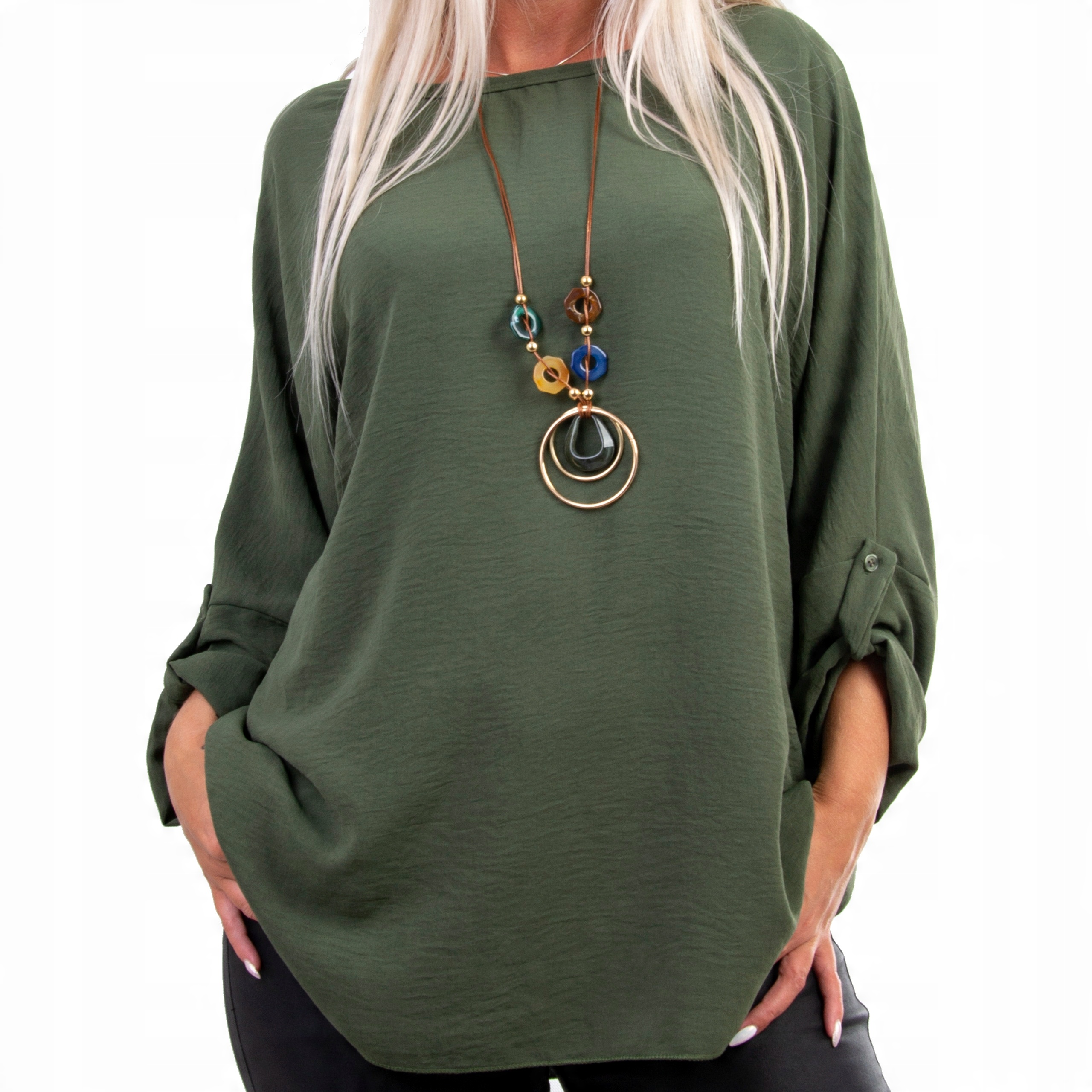 

B780 Bluzka Gładka Khaki r. 52 (6XL)