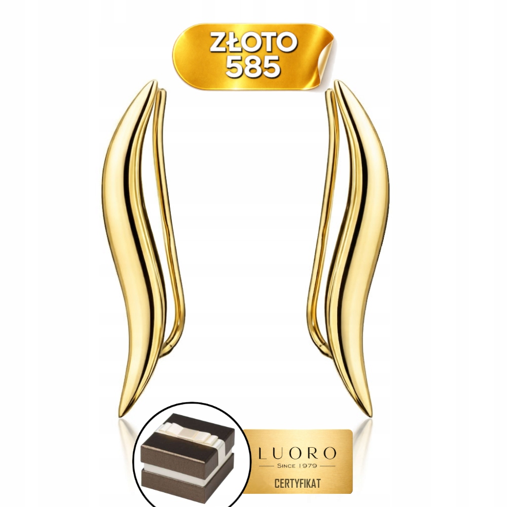 Náušnice Zlaté 585 14K Náušnice Fala 23 MM Elegantní Dárek