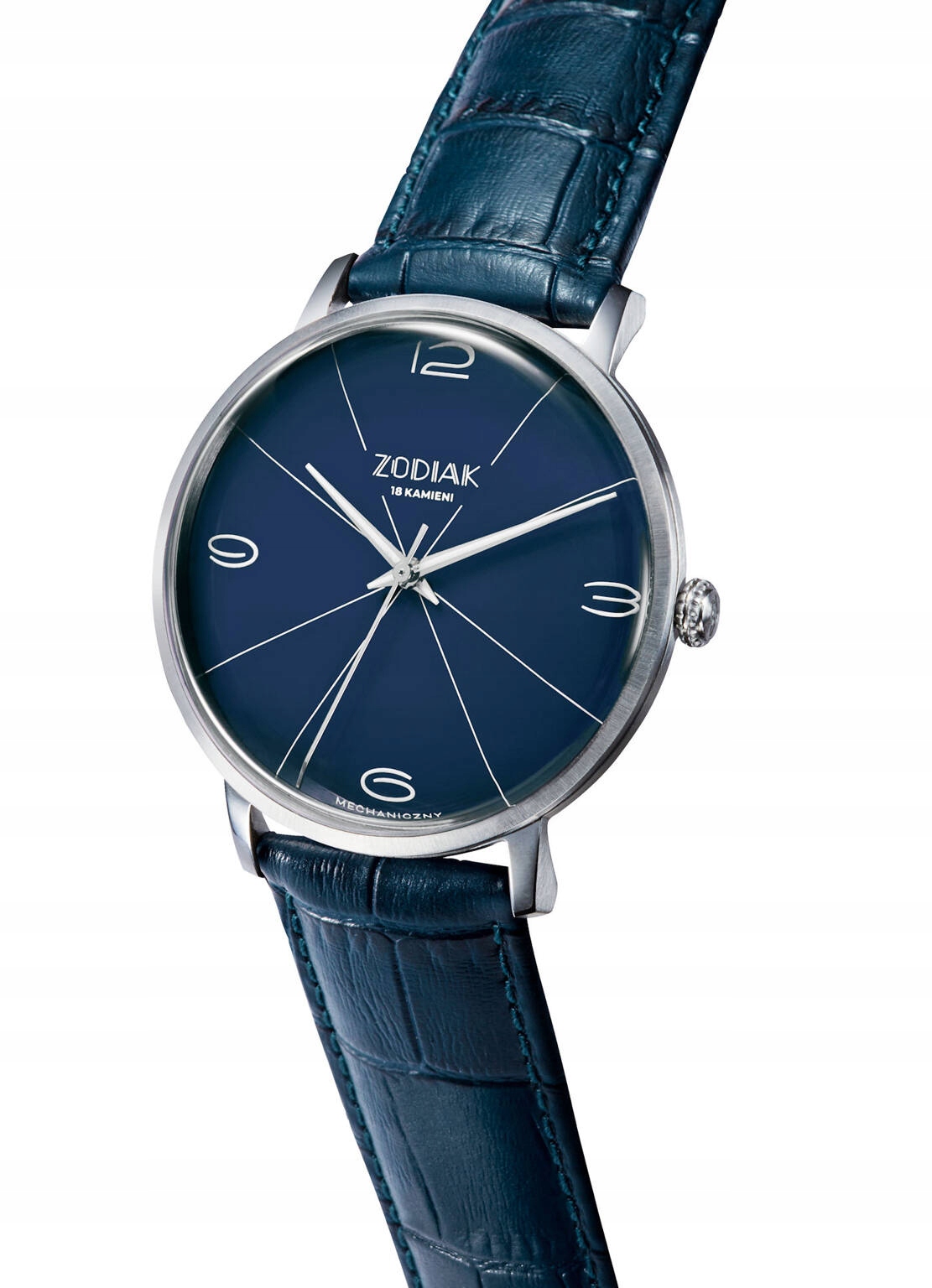 Pánské Elegantní Polský Mechanické Hodinky Błonie Zodiac, Tmavě Modré