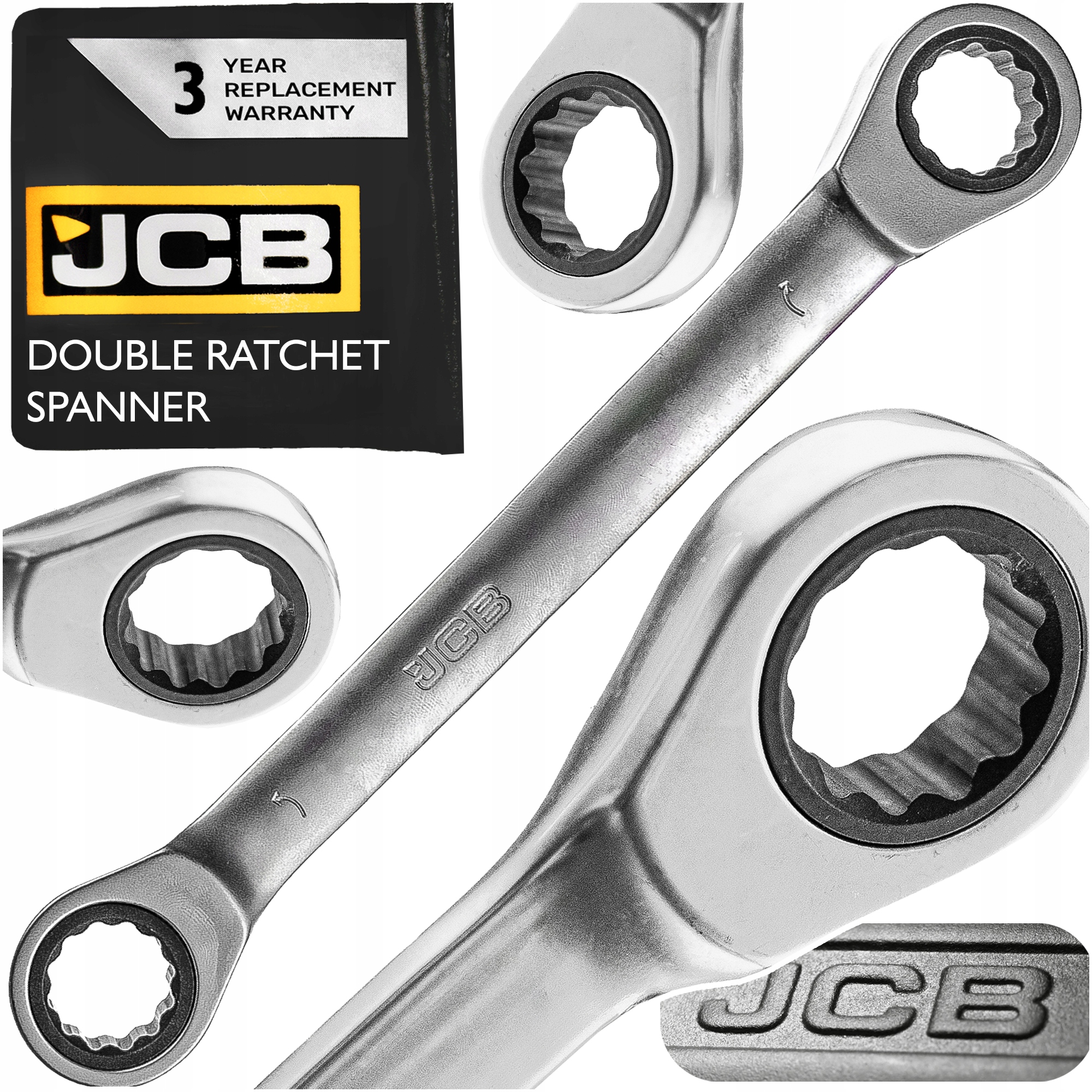 KLUCZ OCZKOWY Z PODWÓJNĄ GRZECHOTKĄ GRZECHOTKĄ STAL CR-V JCB MOCNY 14-17MM