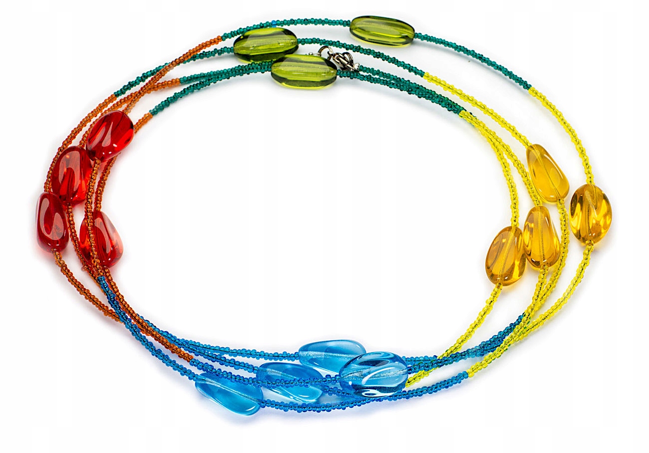 

Korale kolorowe, szklane, długie, Jablonex, Kiara