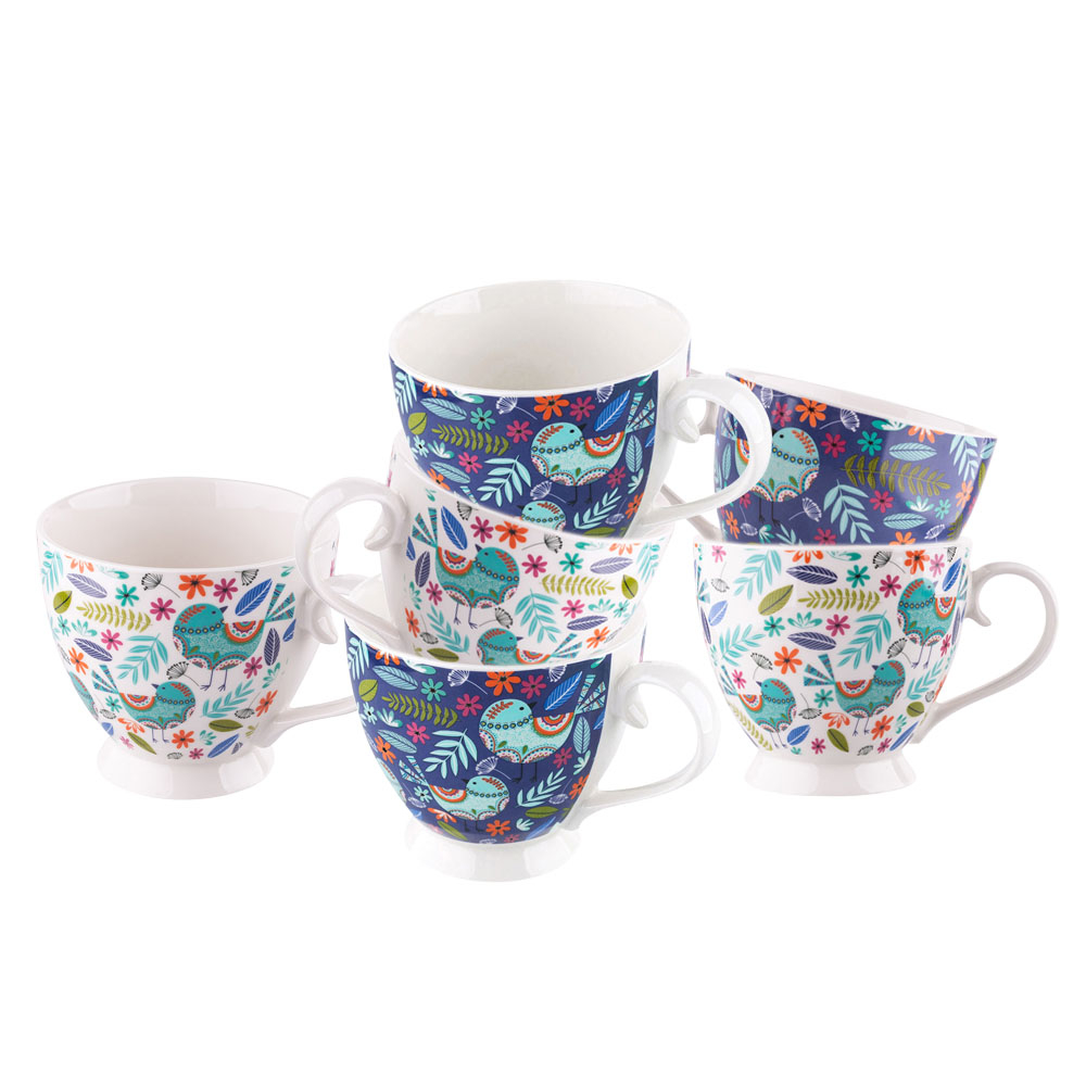 Filiżanki do kawy herbaty zestaw kubków 6 sztuk Altom Design Folk 350 ml