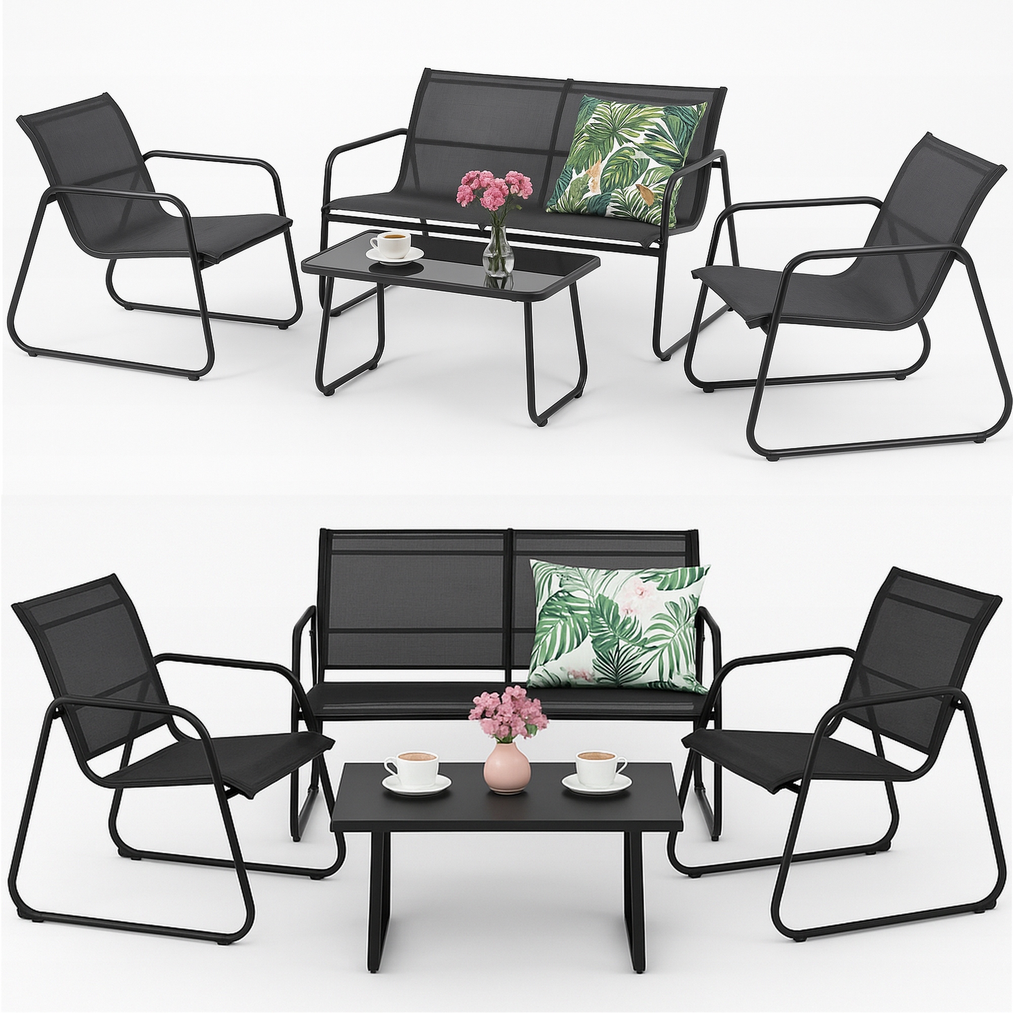 Sada záhradného nábytku na terasu do záhrady Komplet stôl 2 x kreslo a pohovka