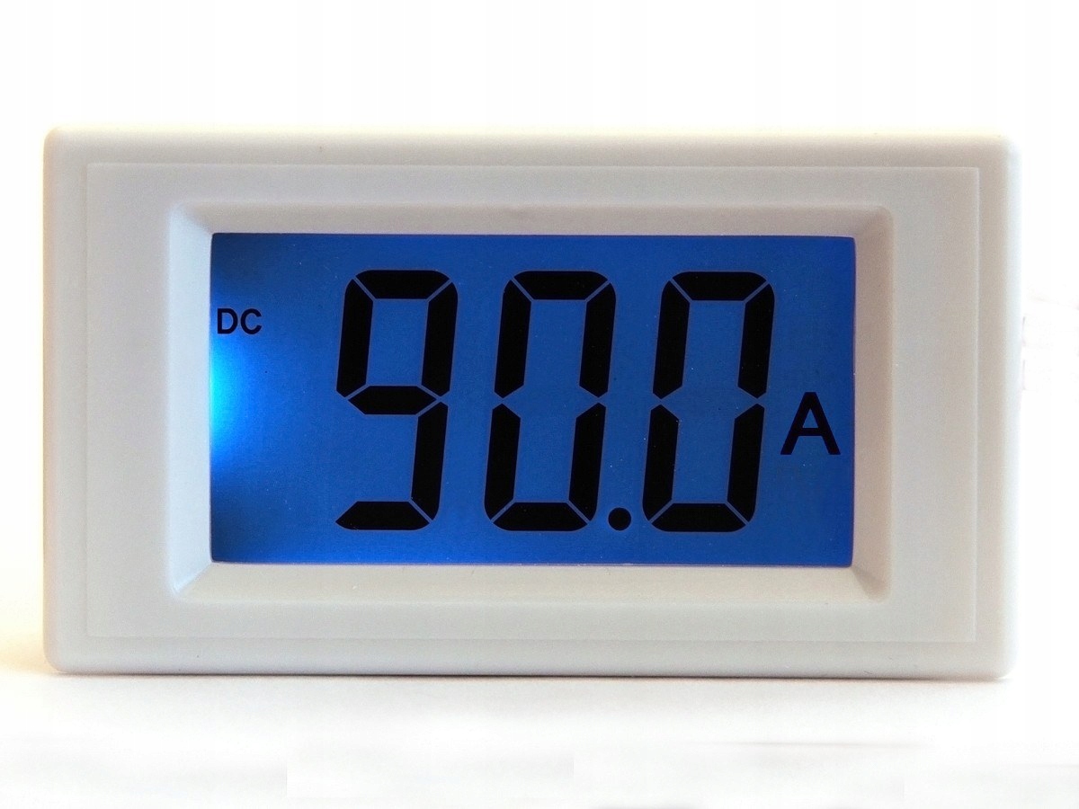 Amperomierz biały LCD 19mm blue +/-200A