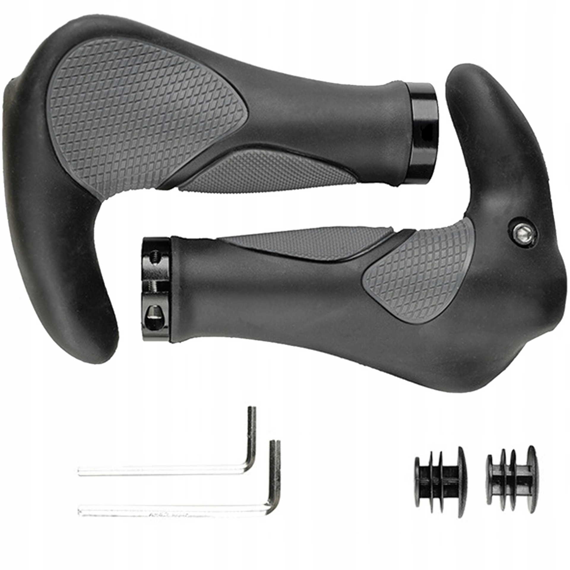 CHWYTY ROWEROWE ERGONOMICZNE GRIPY ROGI CZARNE