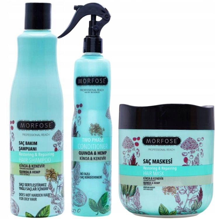 Morfose Quinoa & Hemp Set Posilující Šampon Kondicionér Maska