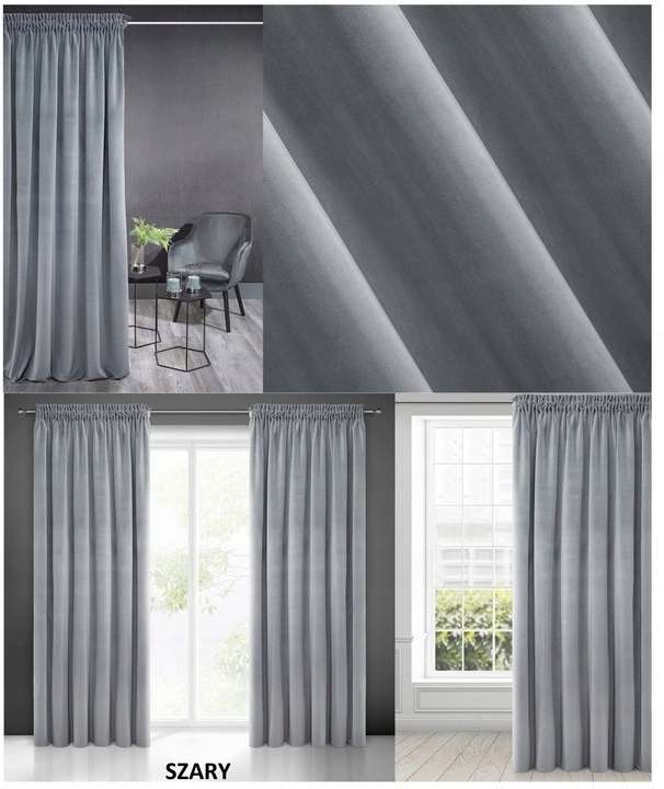 ZASŁONA WELUR 140x240 NA ŻABKI VELVET GRUBA GOTOWA Gramatura 290 g/m²