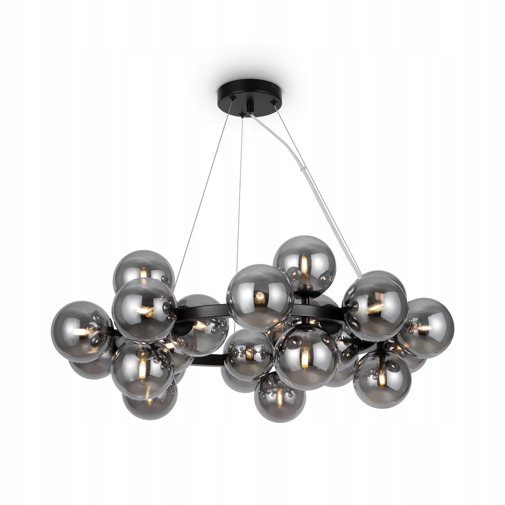 Závesná dekoratívna lampa okrúhla čierna obruč sklenené gule 25 bodov Maytoni