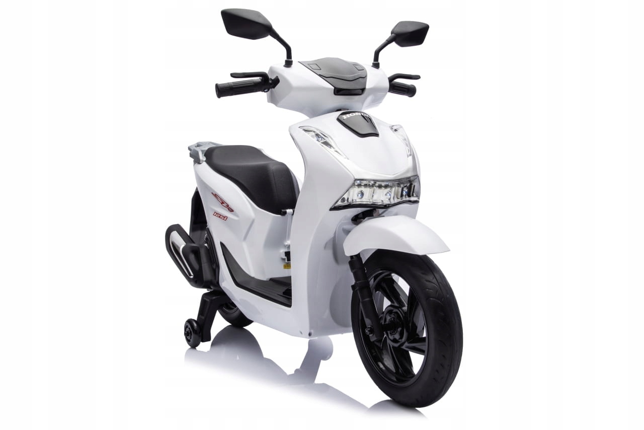 Skuter elektryczny dziecięcy Honda SH125I Biały boczne kółka Led audio