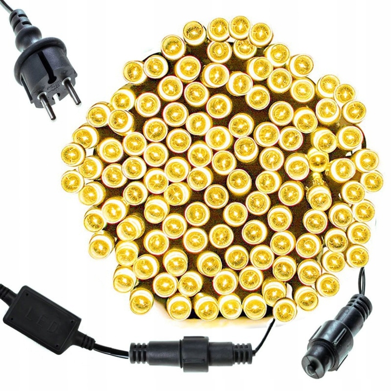 LAMPKI CHOINKOWE ZEWNĘTRZNE BIAŁE CIEPŁE 500LED - STAŁE ŚWIATŁO IP44- MOCNE Informacje o bezpieczeństwie CE