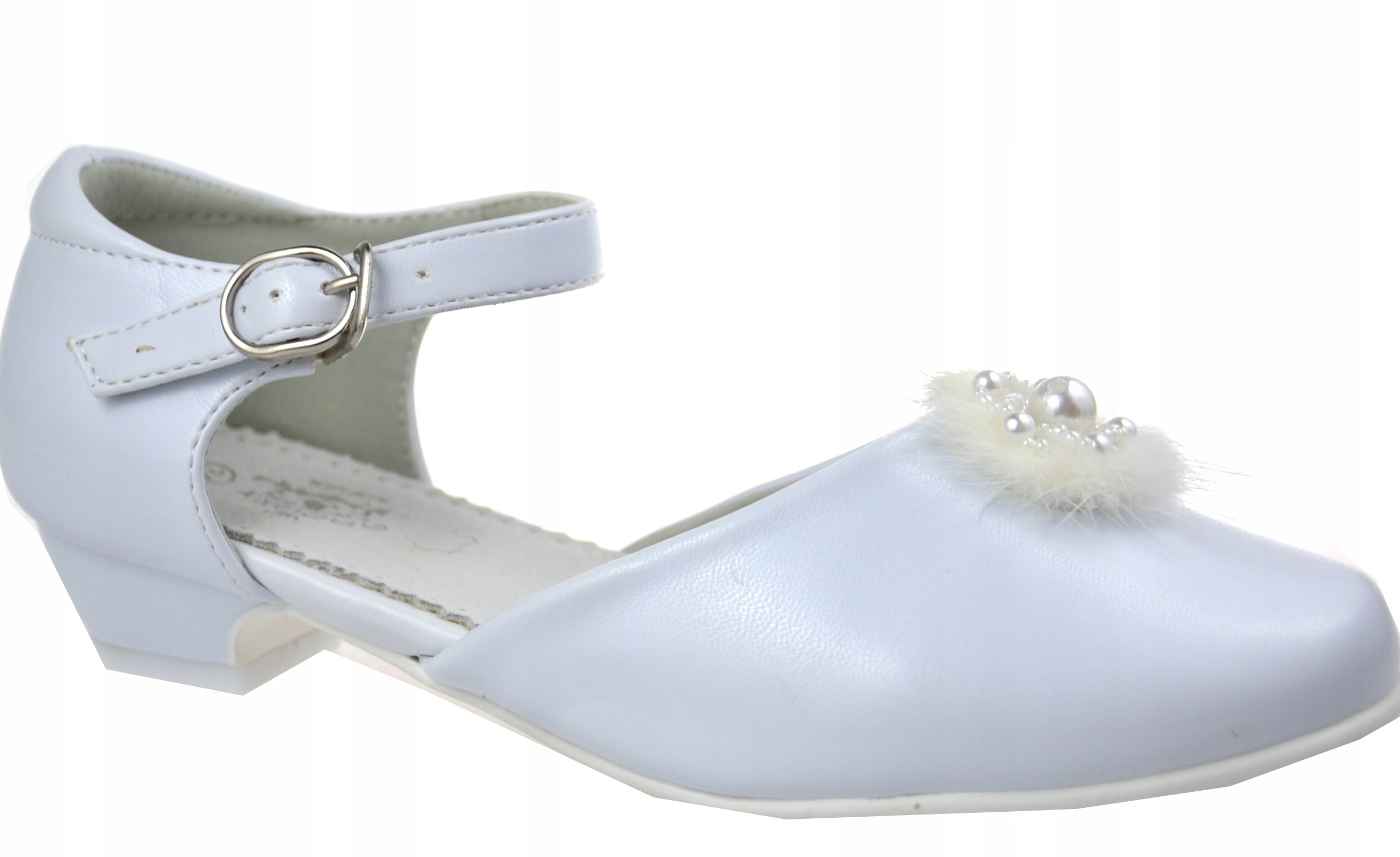 PANTOFELKI Komunijne obcas Perełki SKÓRA BIAŁE r32 Marka Inna marka