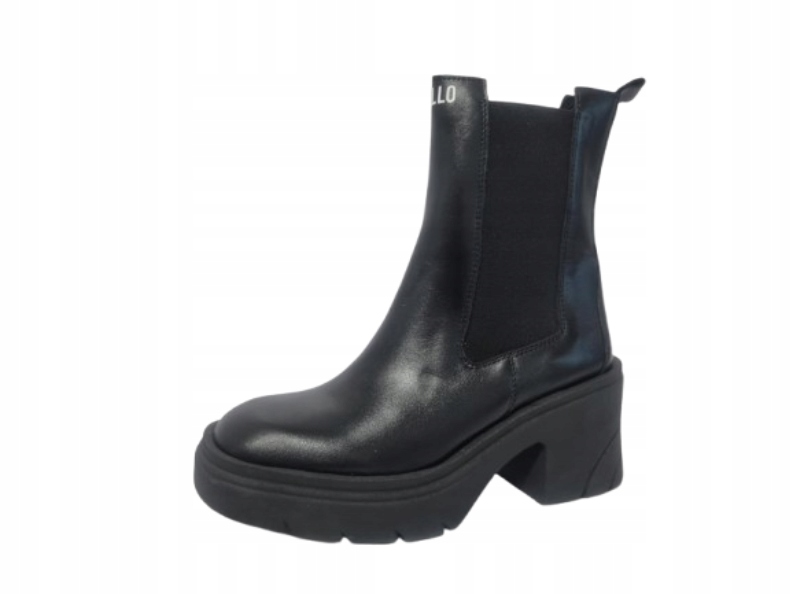 Černé dámské kotníkové boty s koženými kozačkami na platformě Chebello 37