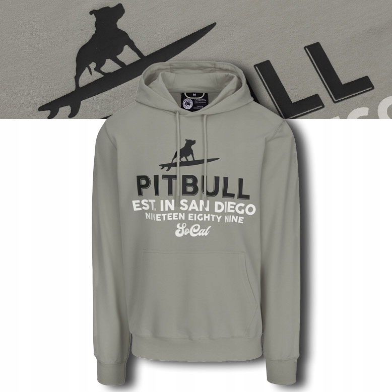 Pánská Mikina s kapucí Pitbull Mikina S Klokaní Kapsou s potiskem Surfing Dog