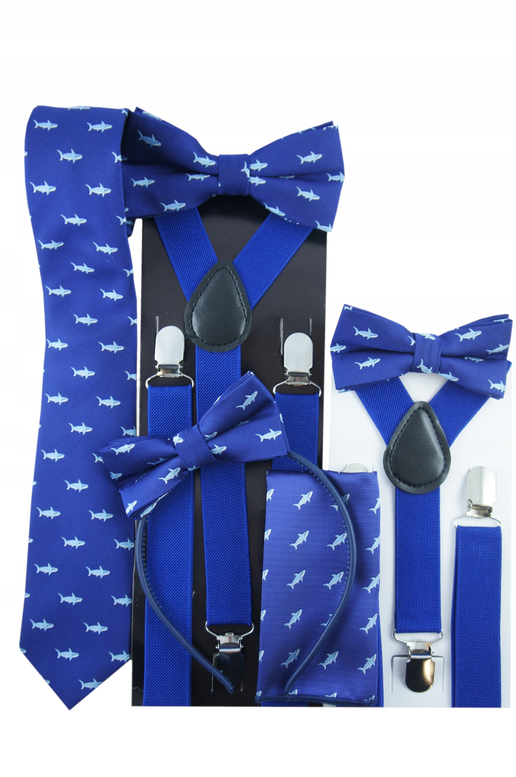 Szelki do spodni męskie niebieskie chabrowe garniturowe na co dzień wesele Materiał dominujący poliester