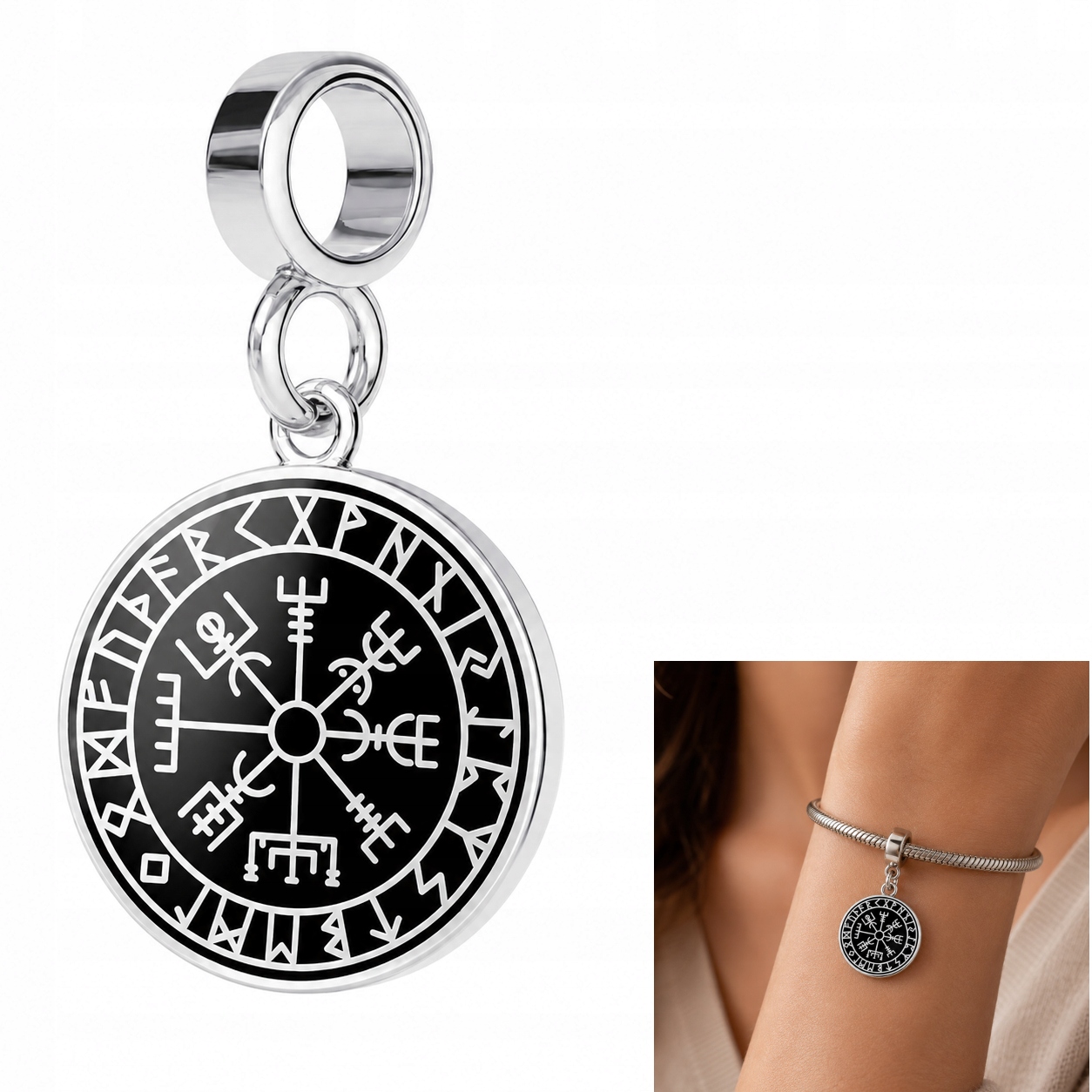 Vegvisir Stříbrný přívěsek na modulární náramky Stříbro 925