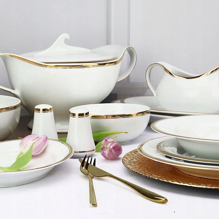 Obedový servis pre 6 osôb 27 ks Zlatá Linia porcelánová Bogucice Waza