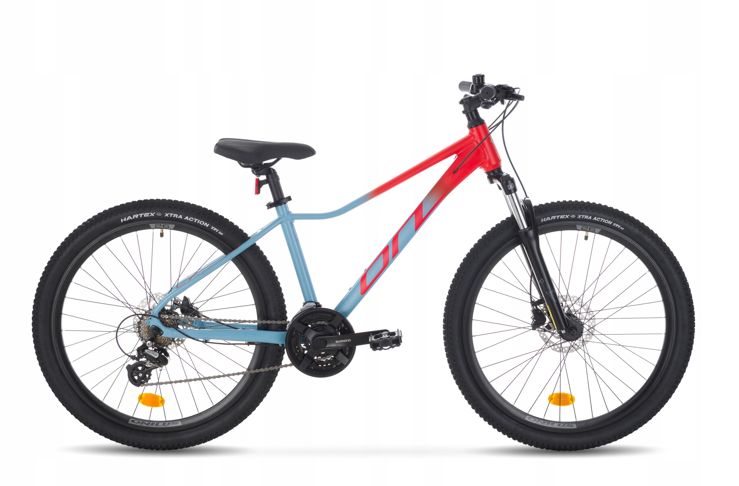 Rower młodzieżowy Mtb Onilus 26" rama 13,5" niebiesko-pomarańczowy