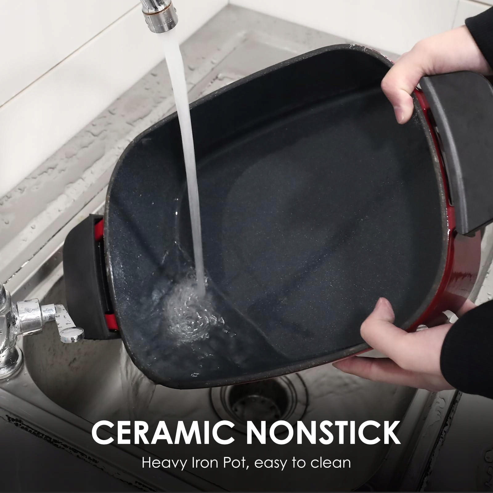 HOMTONE Wolnowar 6w1 5,5L Programowalny Multicooker Ceramika Czerwony — miniatura 4