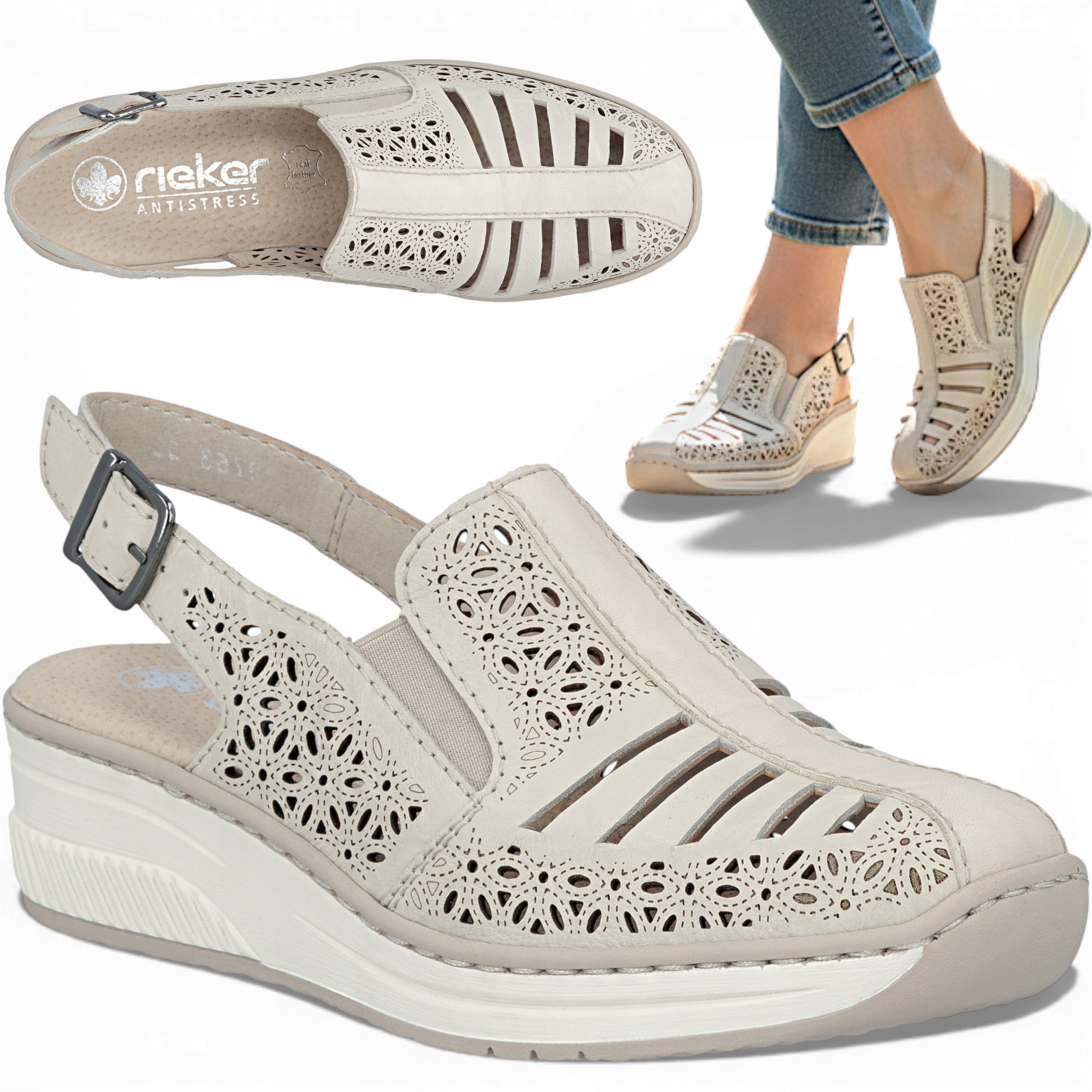 38 Rieker Letní obuv s zakrytými prsty na platformě pro přezku, stylová