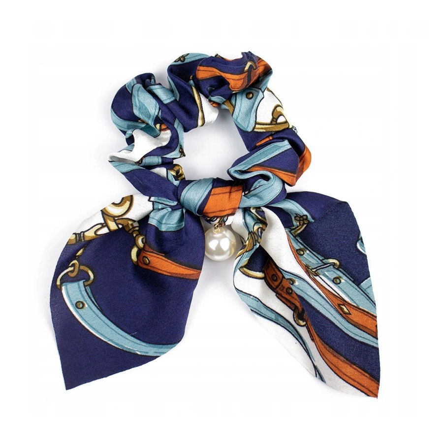Gumka do włosów apaszka frotka scrunchie z perłą