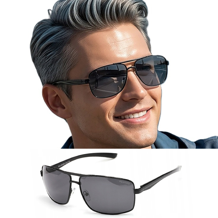 Okulary Przeciwsłoneczne Polaryzacyjne Męskie Pilotki Filtr UV400 Polarzone