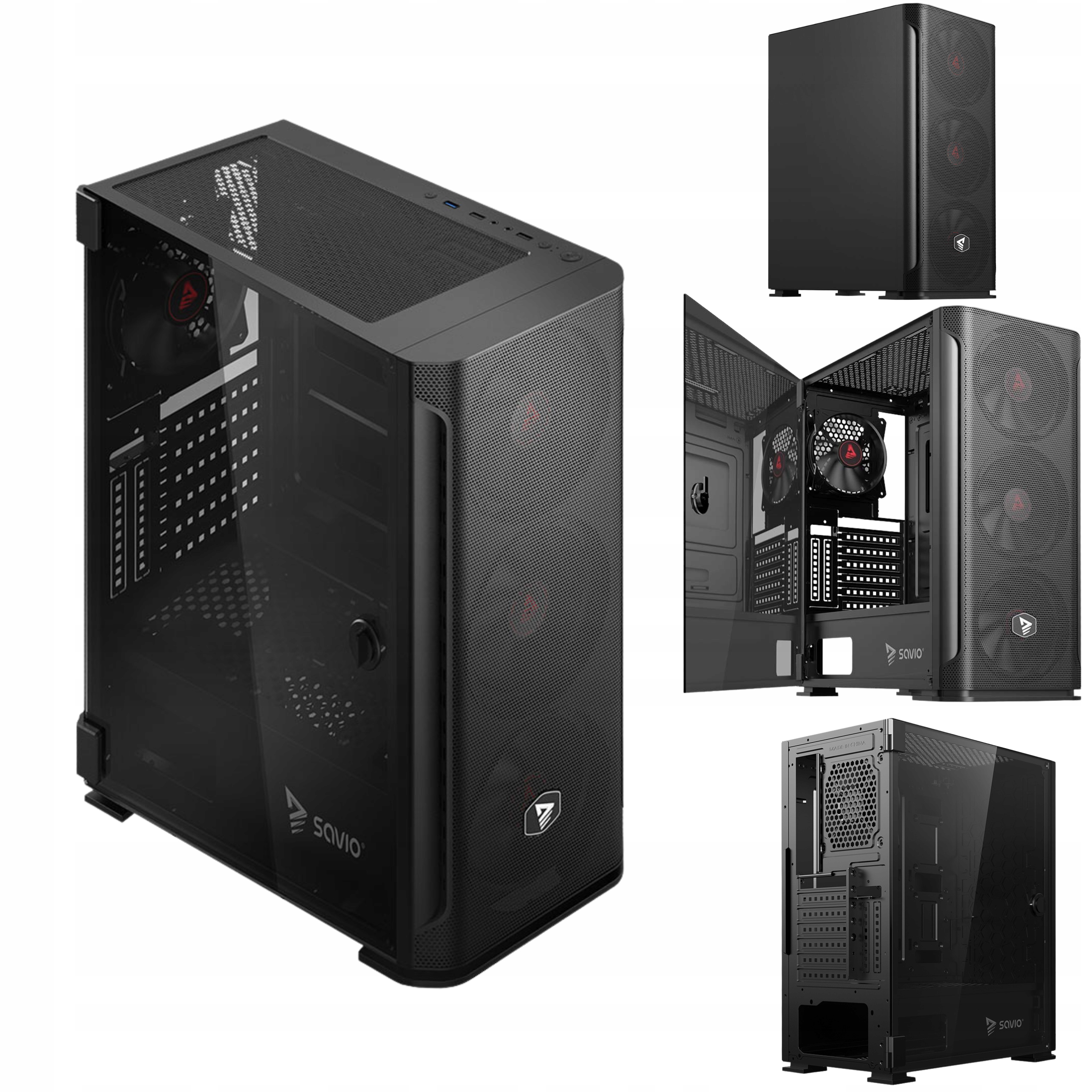 Obudowa do komputera Atx Midi Tower Savio Shadow X2 Szkło Mesh Fan 4x120mm