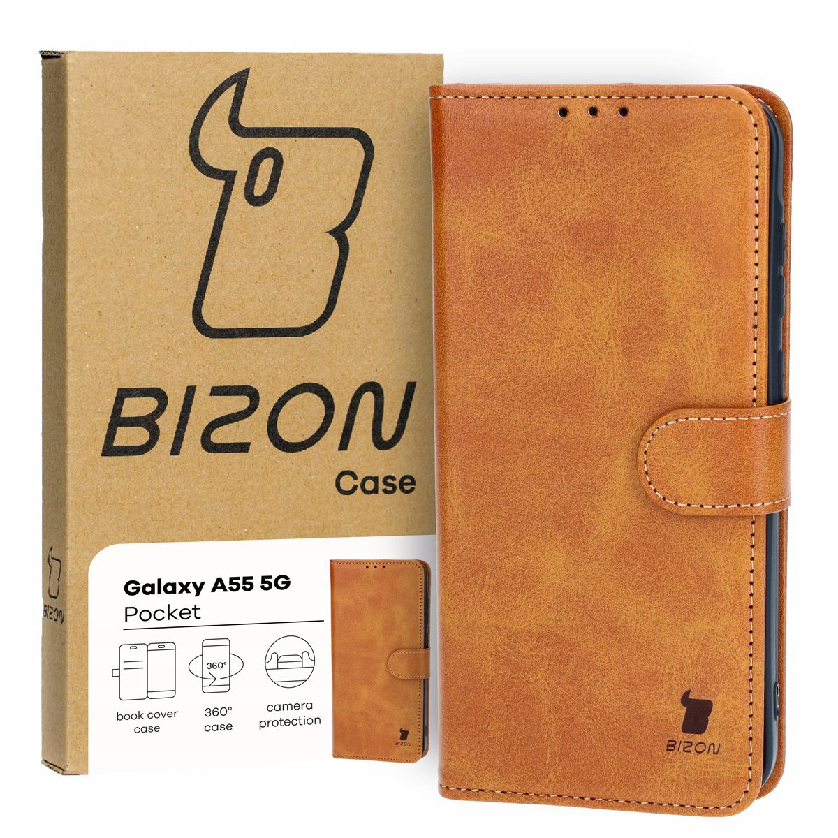 Zdjęcia - Etui Bizon  ze skóry ekologicznej  do Galaxy A55 5G, obudowa z klapką, cover 