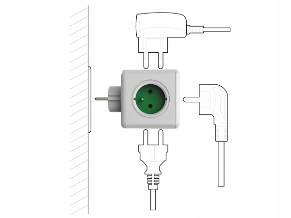 Listwa kostka zasilająca PowerCube 4 gniazda 2xUSB Liczba gniazd 4