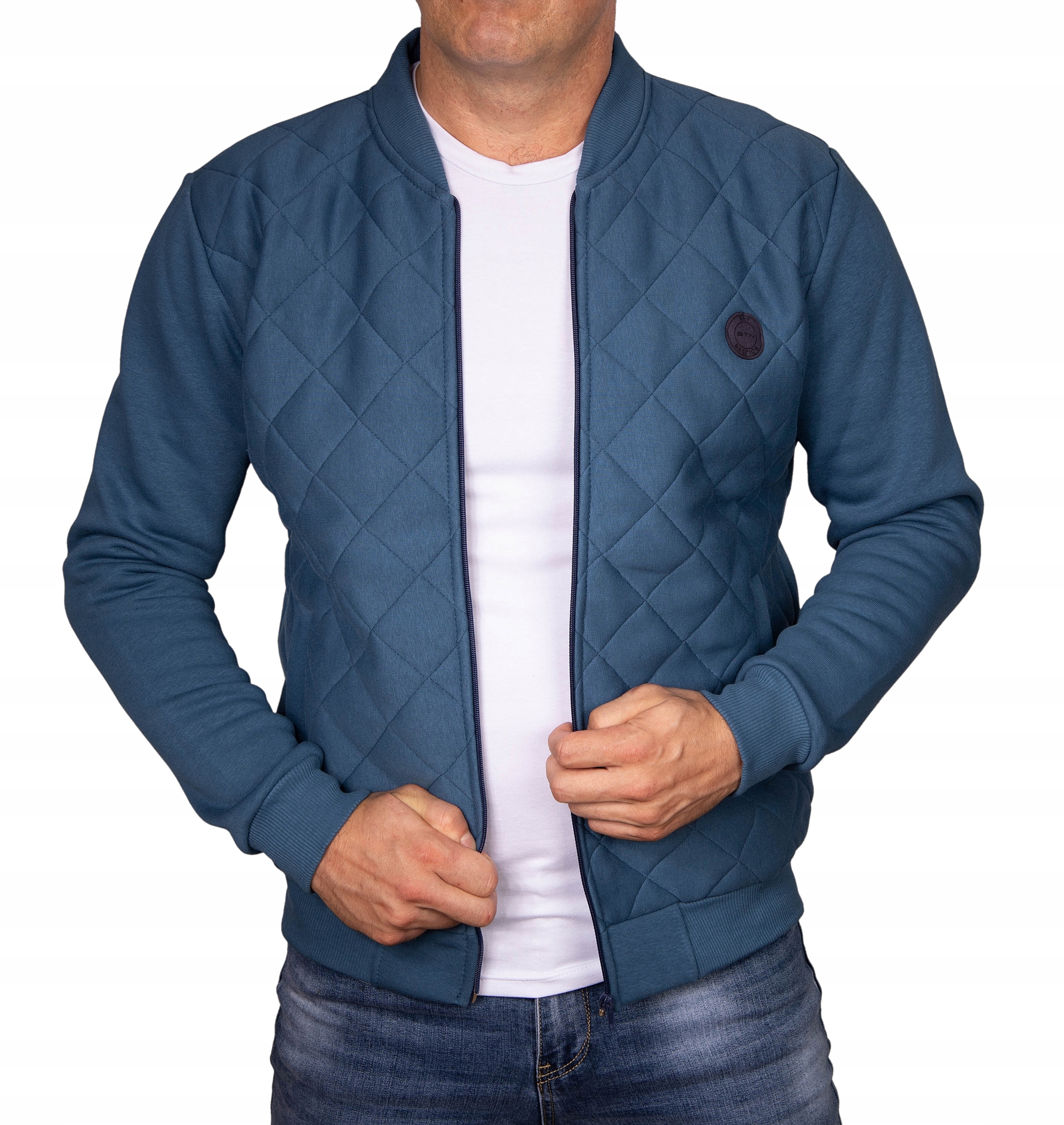 Bluza męska niebieska bomberka pikowana Kurtka XL Kod producenta Bluza męska błękitna Bastion