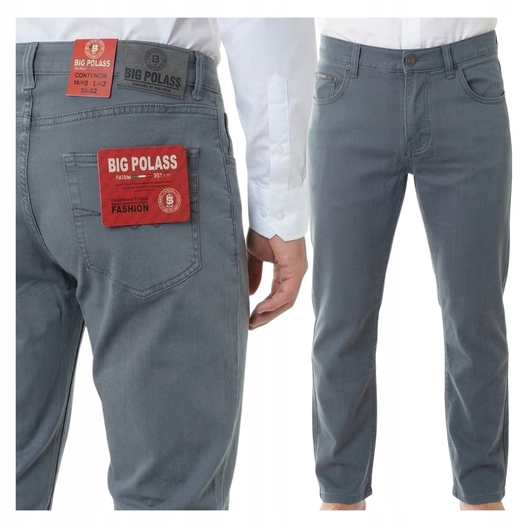 Spodnie Materiałowe Klasyczne Jasno-szare Gładkie W34 L30