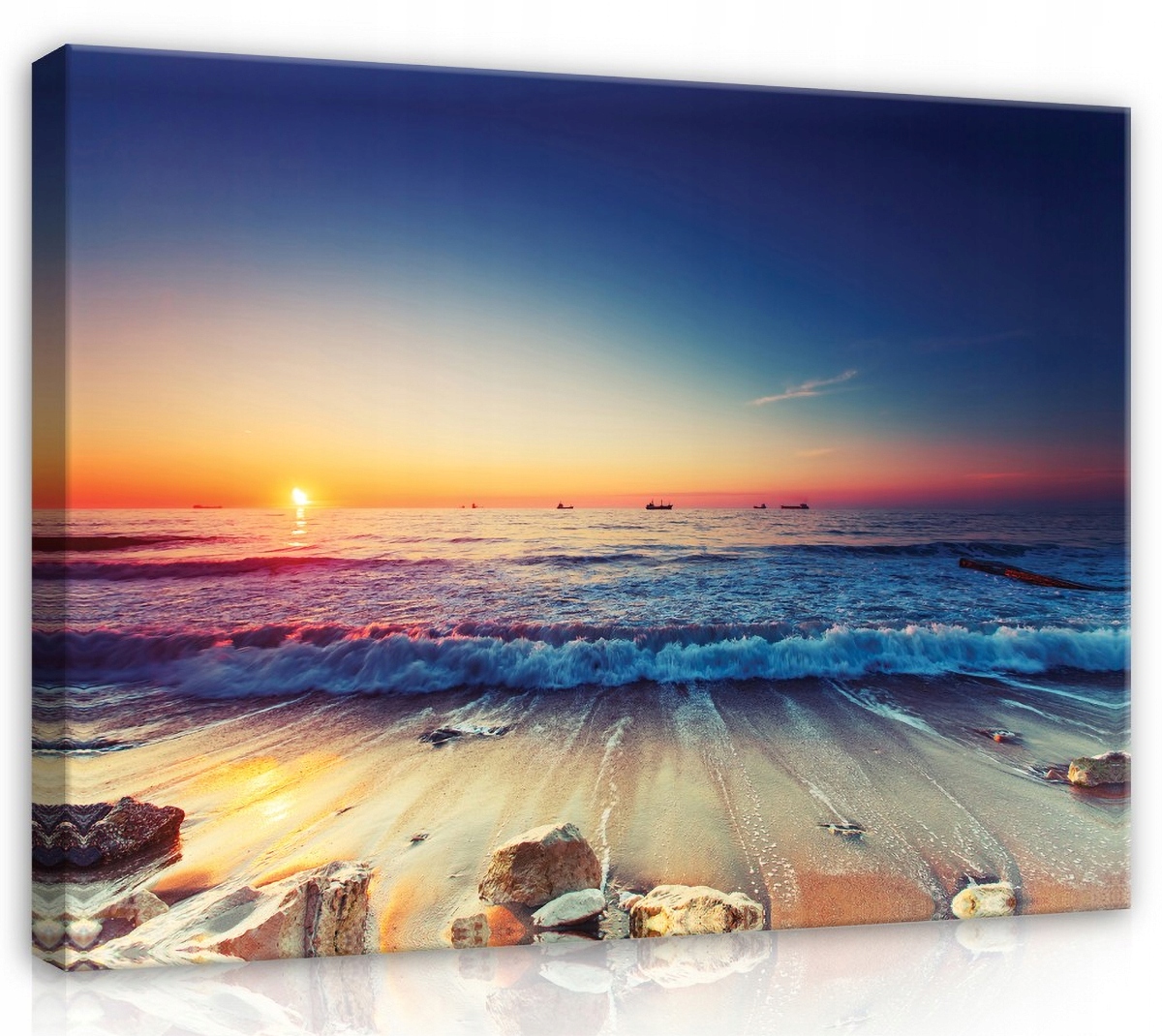 OBRAZ NA PŁÓTNIE CANVAS 70x50 MORZE FALE SŁOŃCE