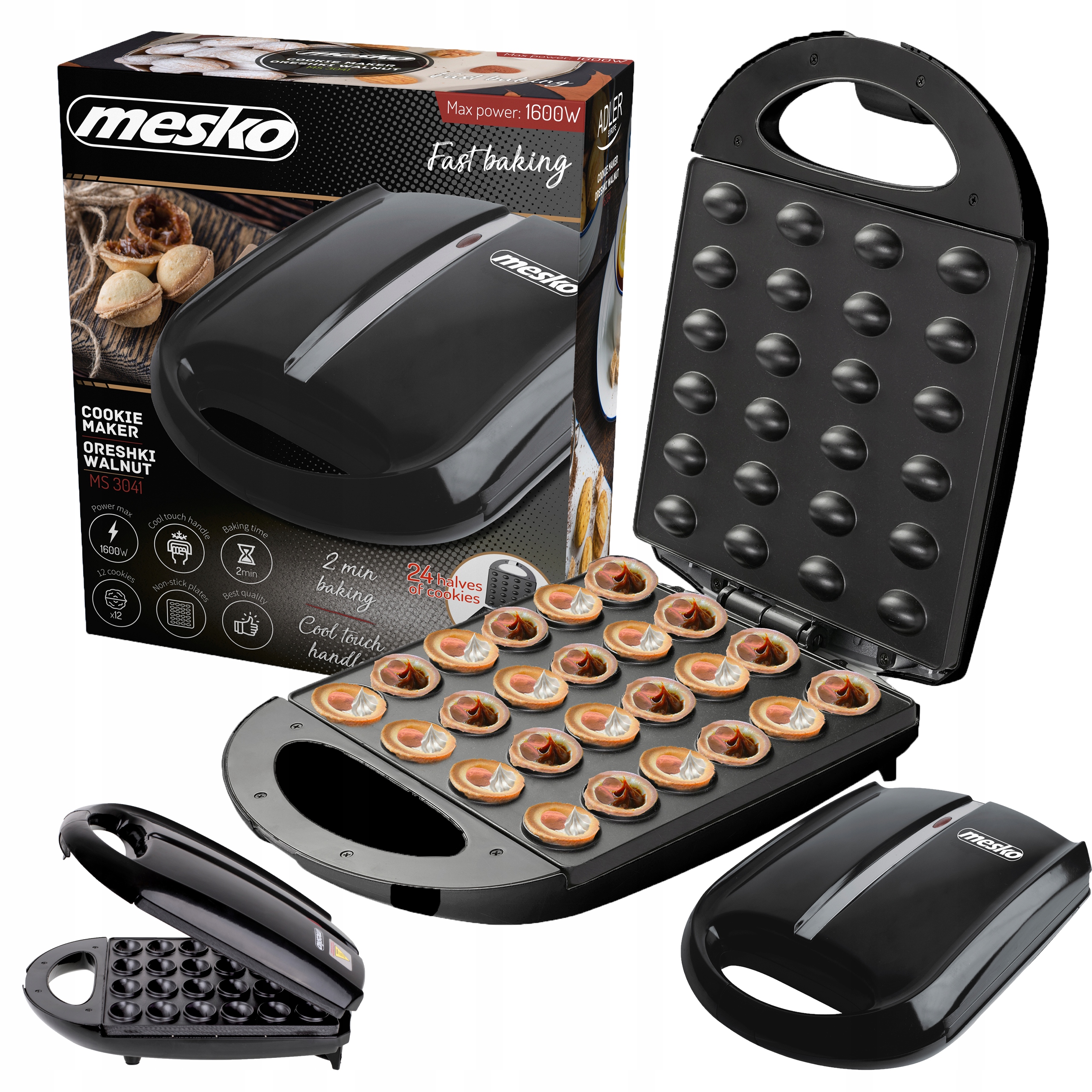 Toustovač Na Pečení Cookies/ořechů forma na sušenky 24ks Povrchová úprava Non-stic Výkon 1600W XXL