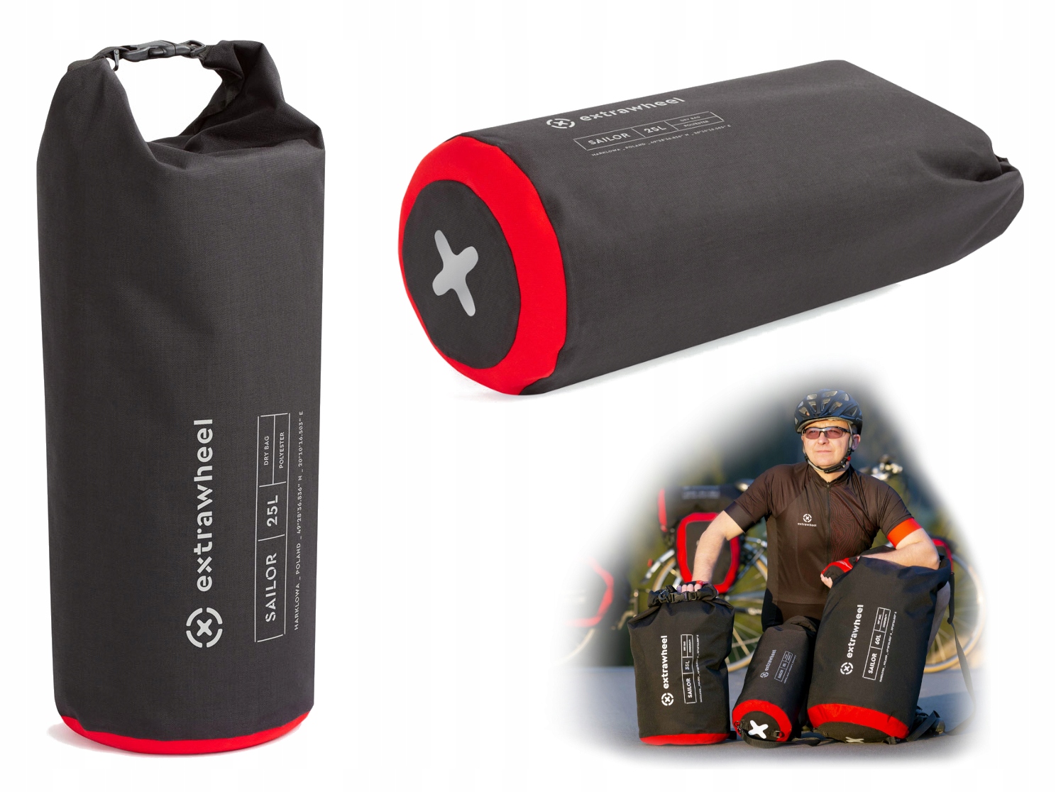 Sáček Extrawheel Sailor černo/červený 25L