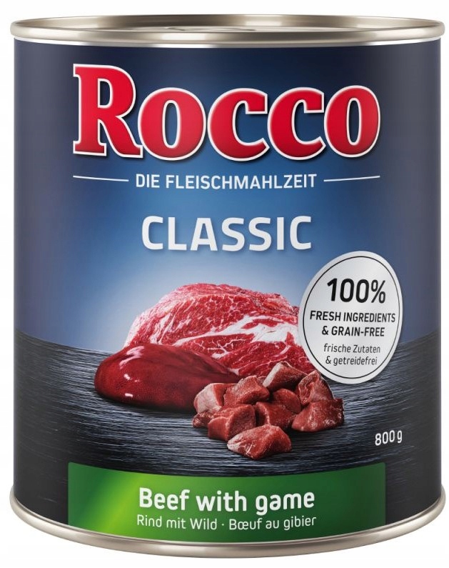 Vlhké Krmivo Rocco Classic pro psa Příchuť Hovězí a zvěřina 800 g 6 ks