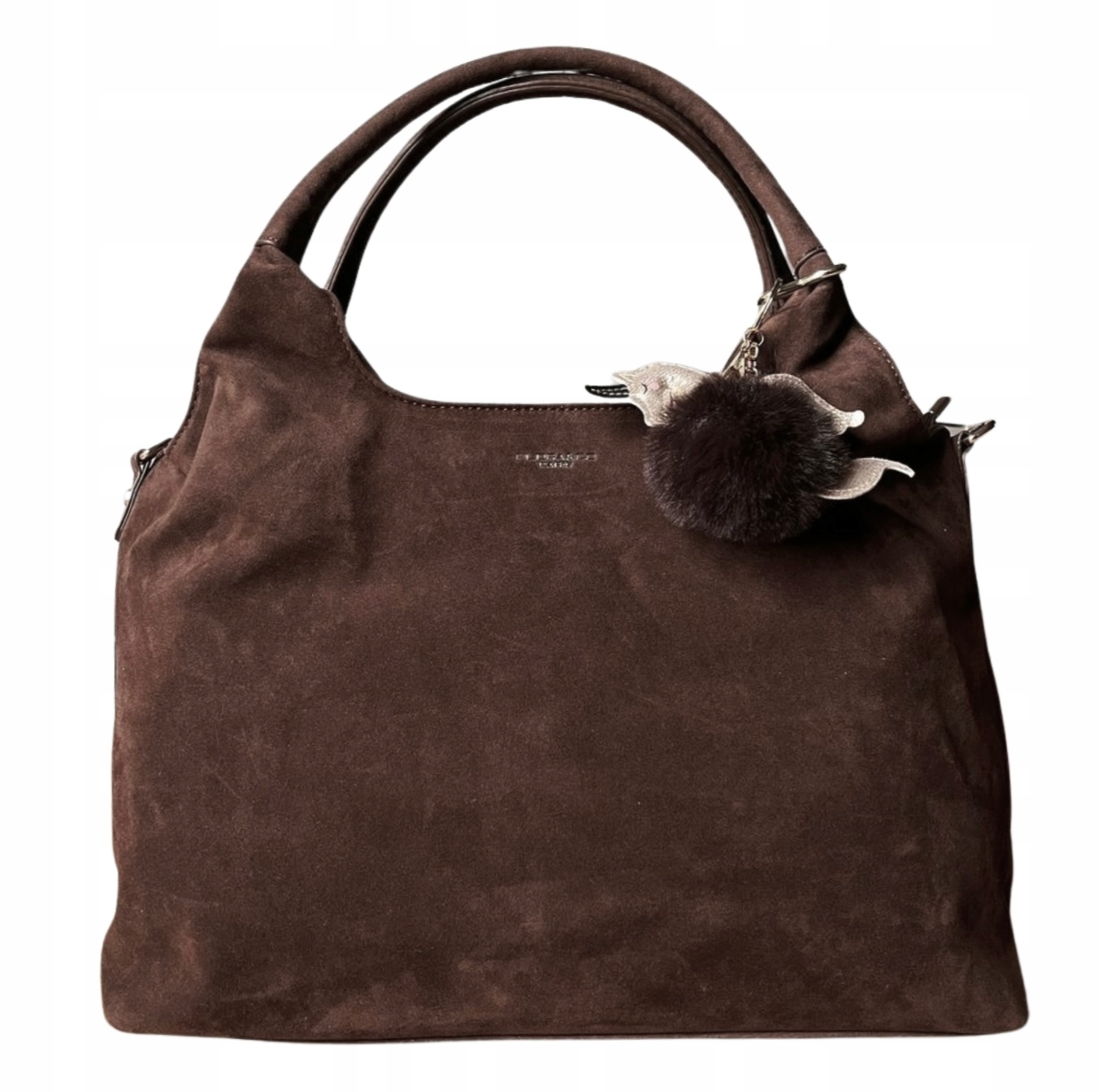 Flora&Co duża czekoladowa zamszowa torebka shopper zamsz czekolada casual