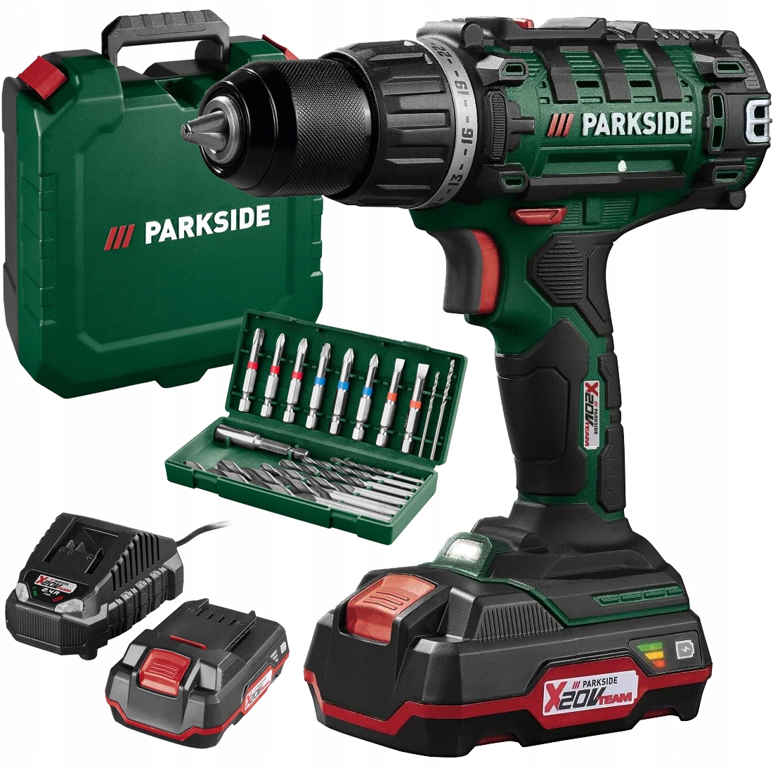 Aku Šroubovák Parkside Pabs I9 20V Aku Vrtačka Nabíječka Kufr
