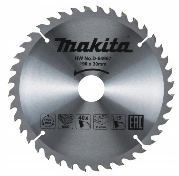 

D-64967 Tarcza piła do drewna 190x30mm 40Z Makita