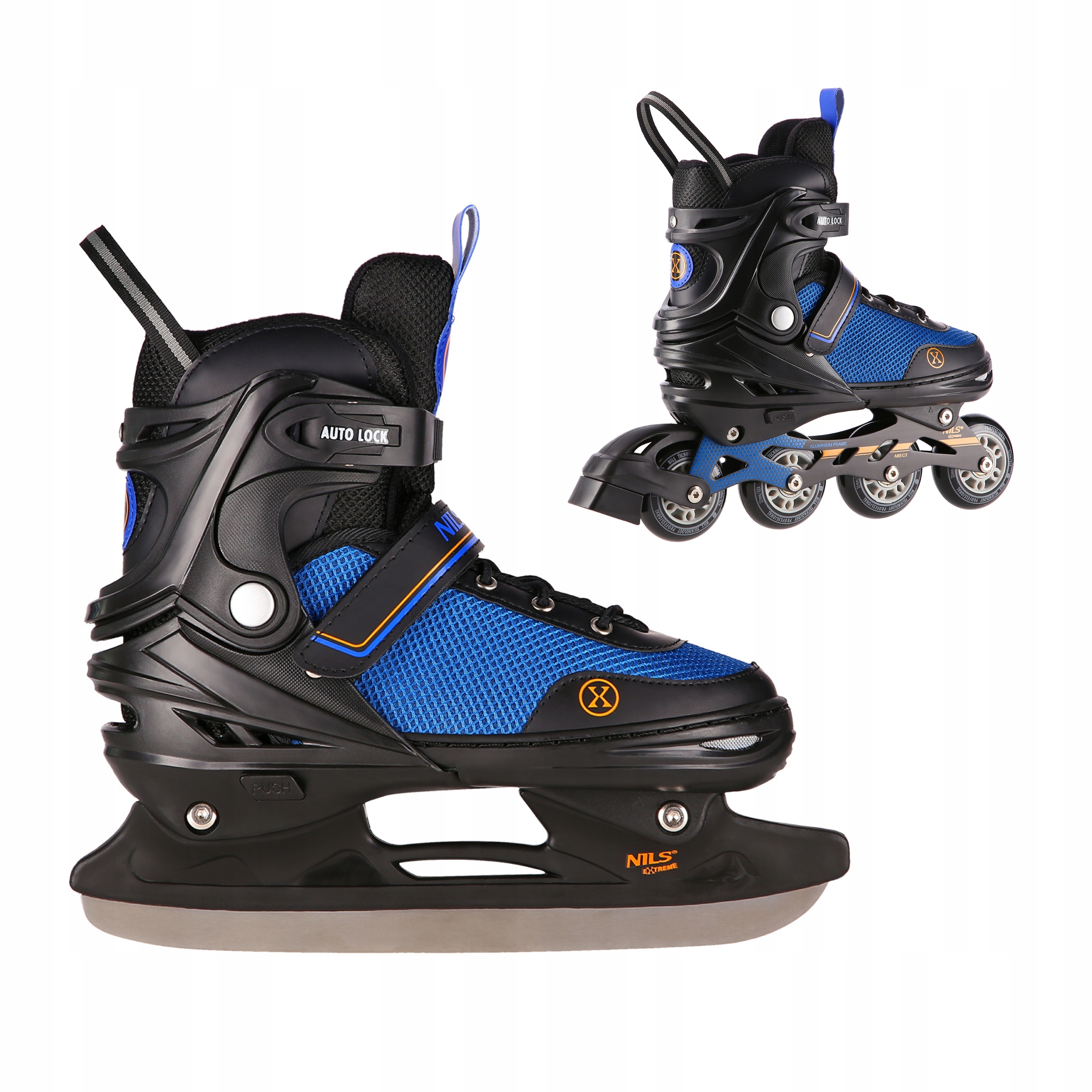 Brusle 2v1 sada 2v1 nastavitelná M 34-38 modrá ABEC-7 Nils Extreme